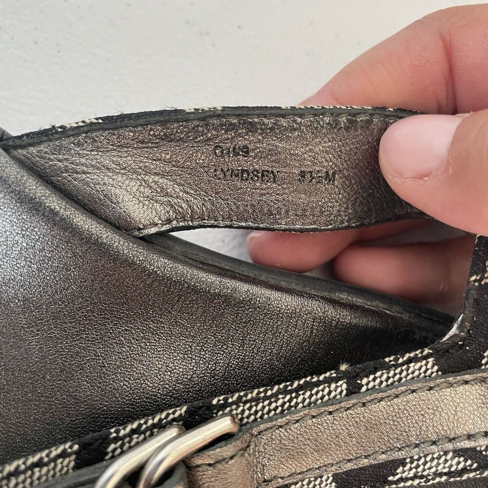 COACH Lindsey Leather Flip Flop Sandals Shoes Silver Gray Black Women's Size 8.5 - Picture 10 of 12